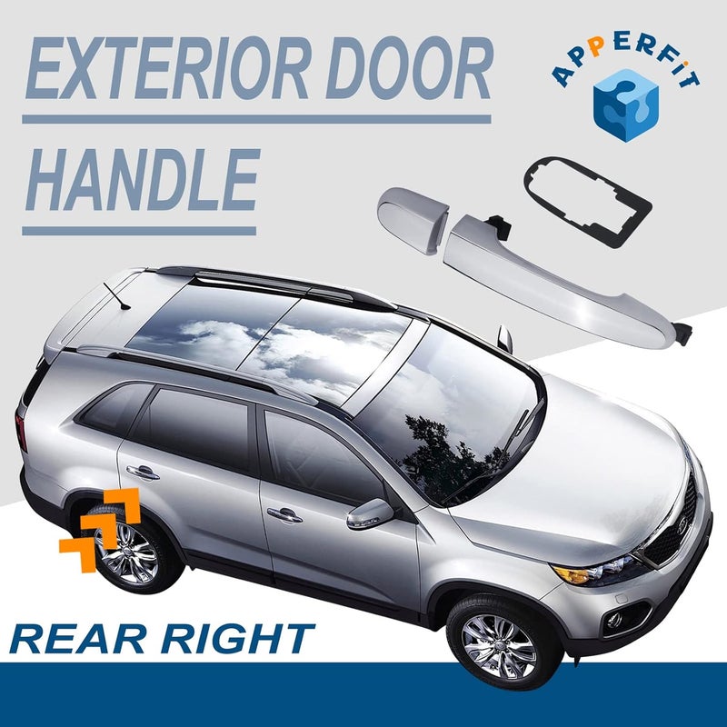 APPERFiT Exterior Door Handle Chrome w/Gasket Pad Compatible with Kia Sorento 2011 2012 2013 2014 2015 Rear Door Right Passenger Side Panel Replaces 826512P010 836622P010 826542P000 - Image 2